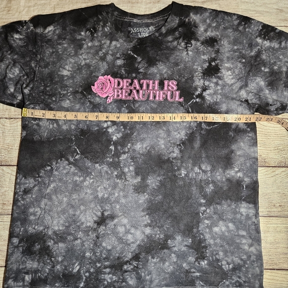 Assholes live forever death is beautiful skull and roses tie dye graphic tee - Picture 5 of 7